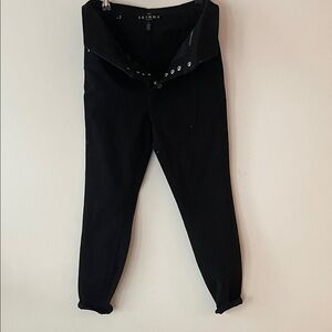 WHBM Black Skinny Jeans, Fold Over Top with Button Details